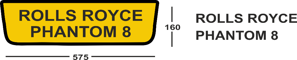 Shaped Acrylic 575 X 160 Option 16 Rolls Royce Phantom 8 (Pack of 10) - Otis Components Number Plates