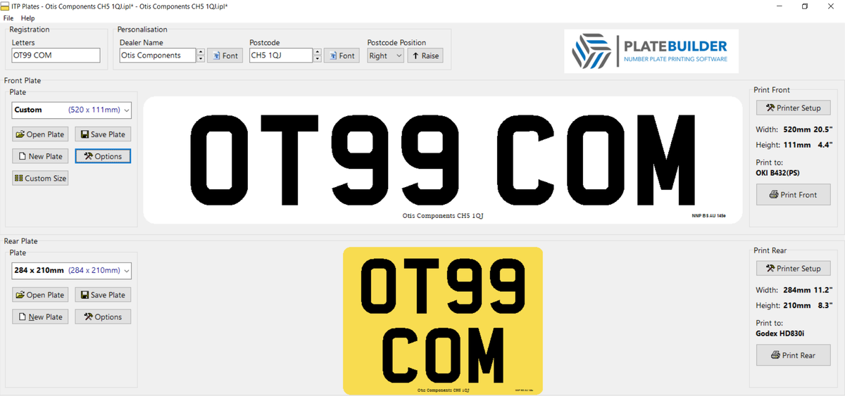 Number Box Software Number Plate Software - Otis Components
