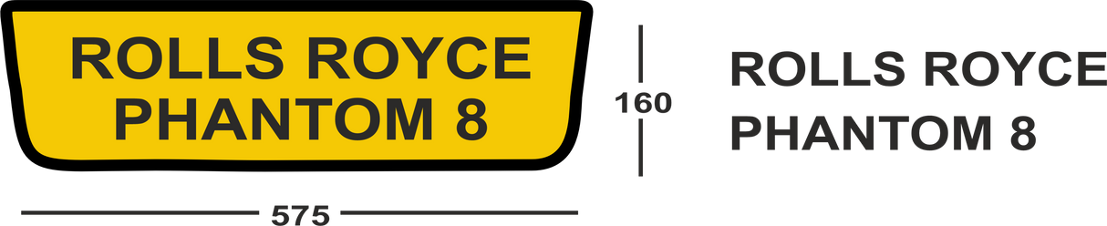 Shaped Acrylic 575 X 160 Option 16 Rolls Royce Phantom 8 (Pack of 10) - Otis Components Number Plates