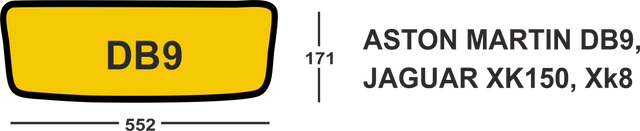 Shaped Acrylic 552 X 171 Option 2 Aston Martin DB9, Jaguar XK150, XK8 (Pack of 10) - Otis Components Number Plates